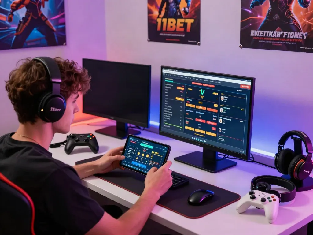 Exciting online gaming scene featuring a user betting on 11bet.