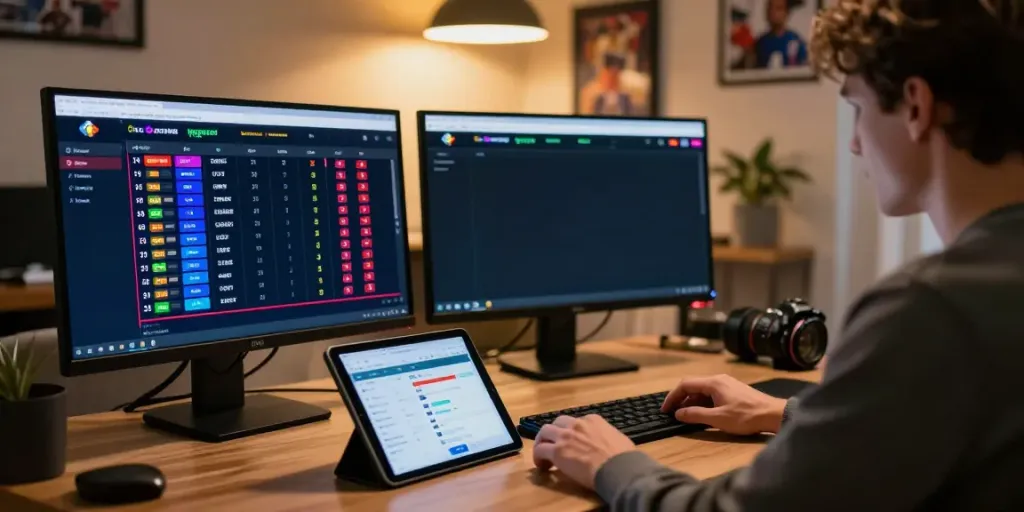 Individual engaging with betting sites not on Gamstop in modern home office