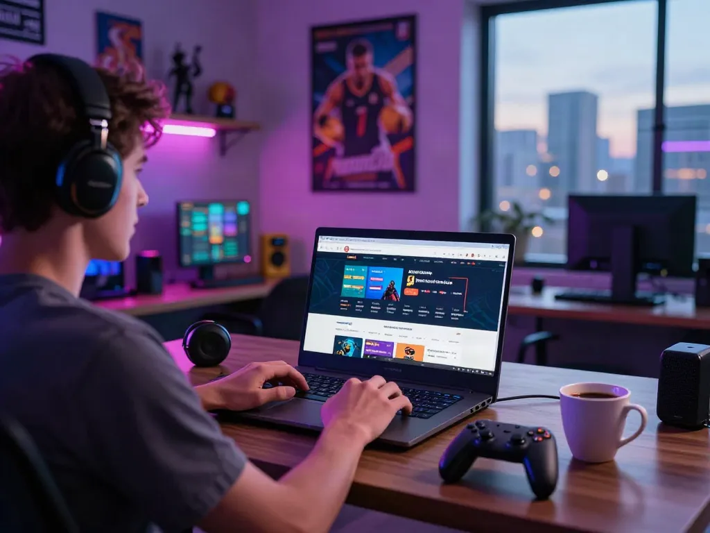 Person engaging with betting sites not on Gamstop in a vibrant gaming setup.
