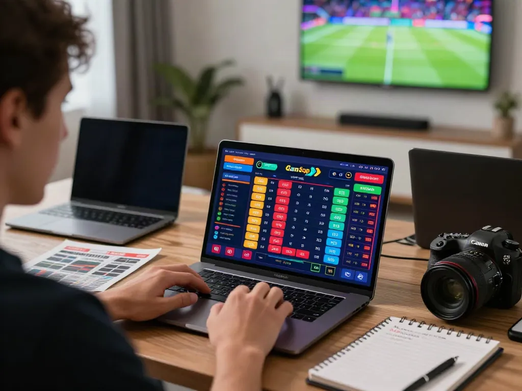 Engaged player exploring betting sites not on GamStop in a stylish gaming room.