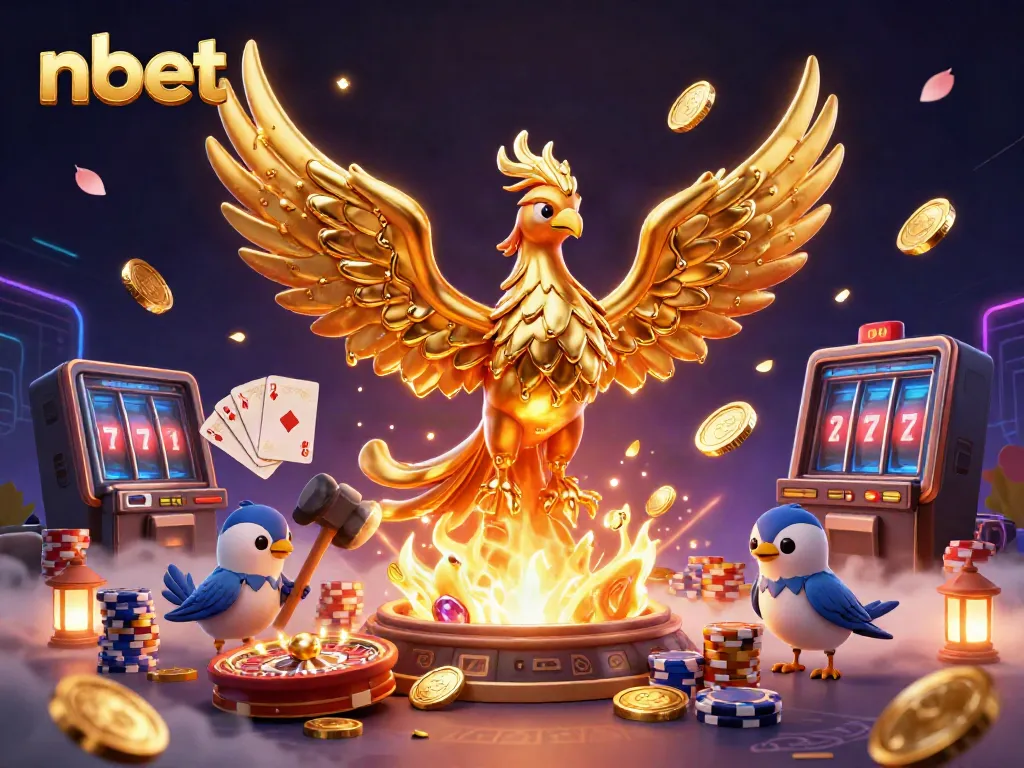 Bet on nbet's thrilling experience featuring a golden phoenix and exciting casino elements.