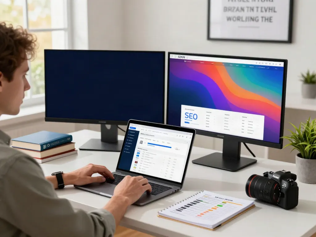 Strategist analyzing instant indexing strategies in a modern workspace