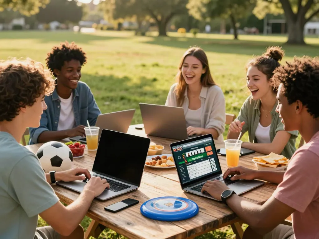 Friends engaged in fun activities while exploring betting sites not on GamStop.
