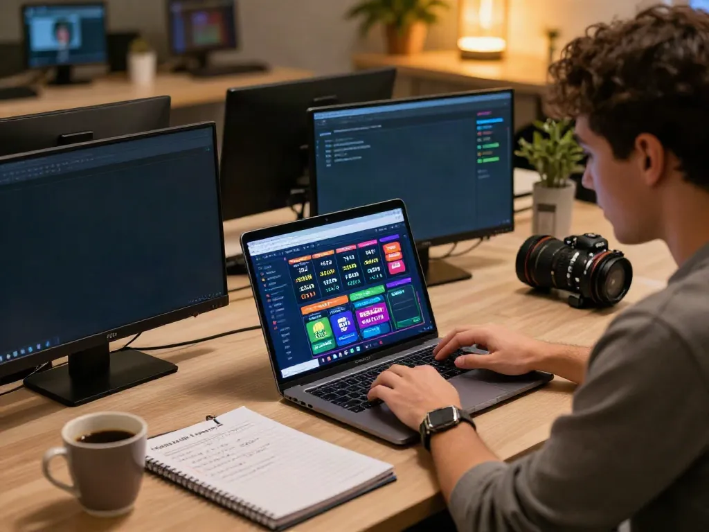 Player exploring betting sites not on GamStop on a laptop with vibrant graphics.