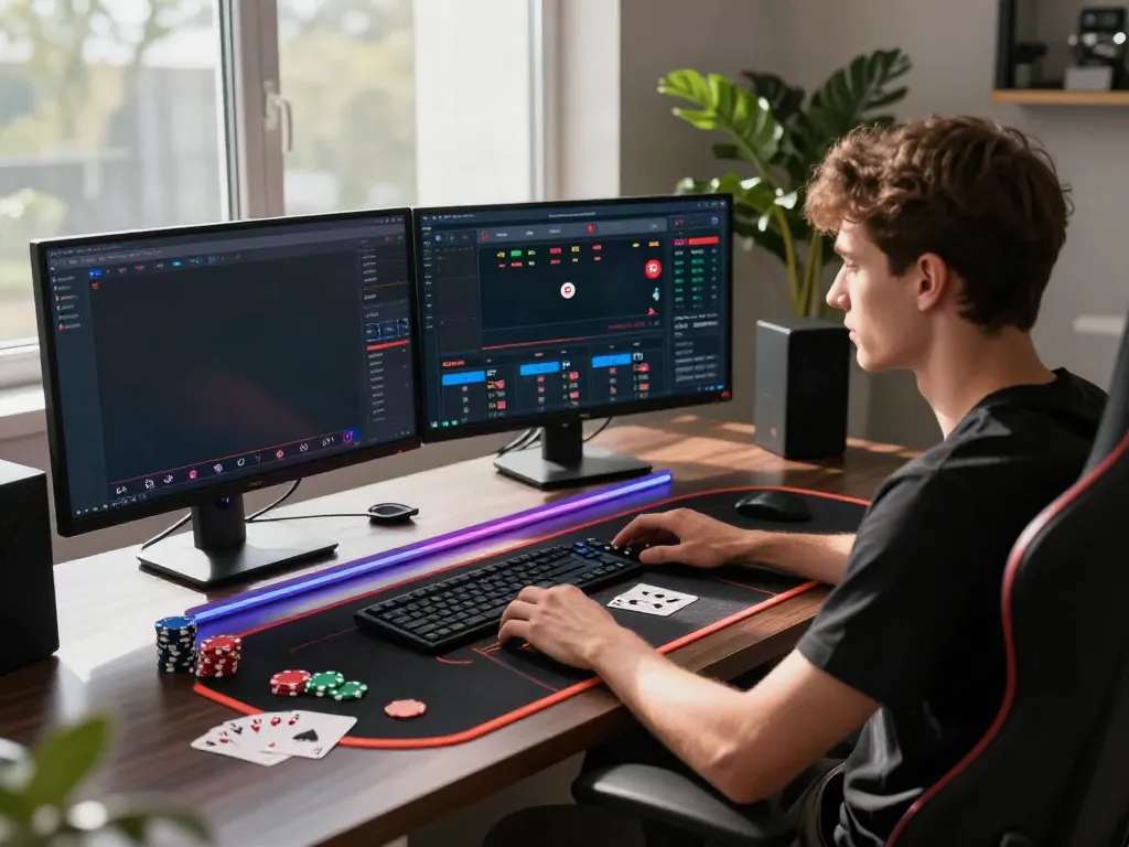 Engaged bettor exploring betting sites not on GamStop in a modern setup.