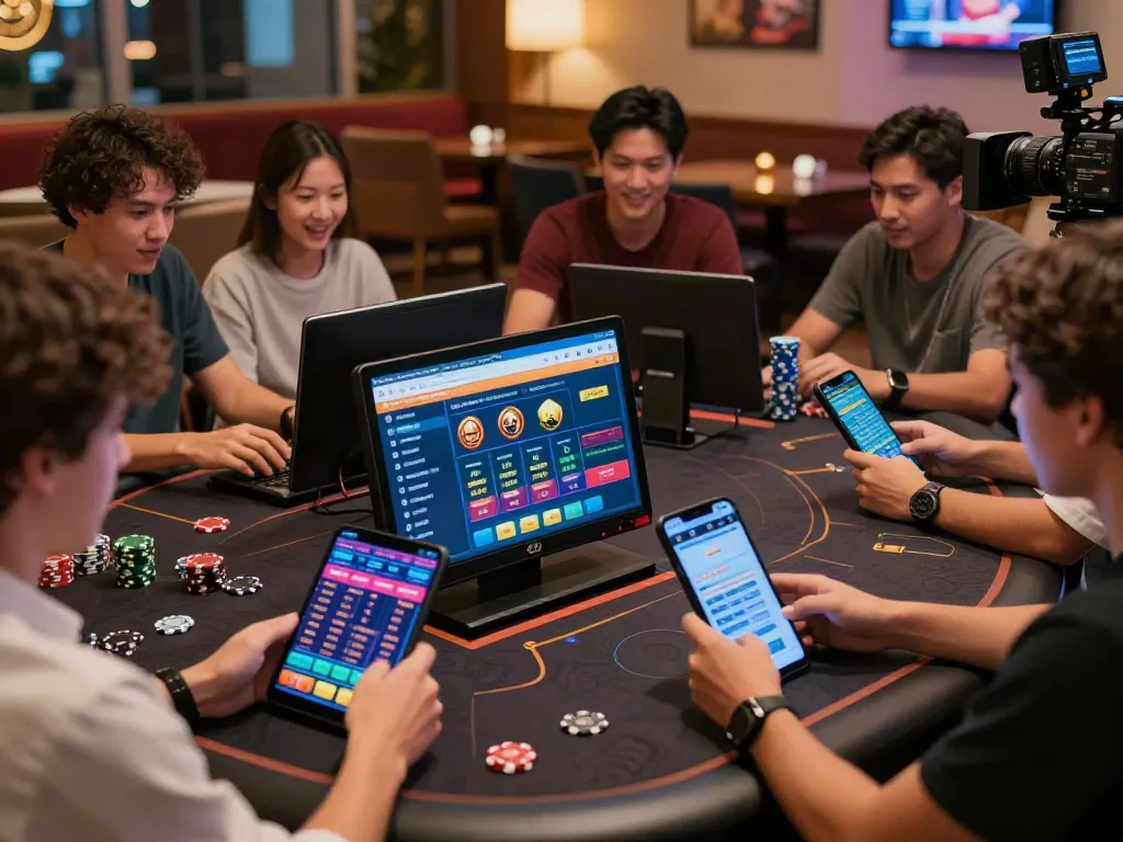 Players enjoying betting sites not on Gamstop at a modern virtual casino.