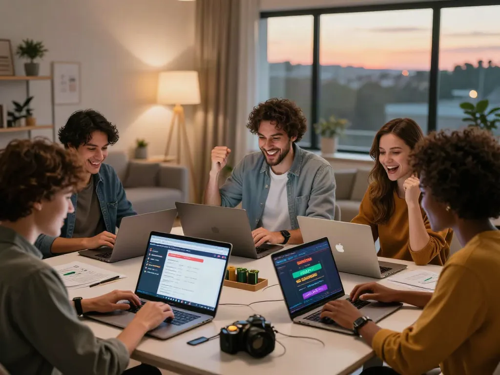 People engaging with betting sites not on GamStop in a modern home office setting.
