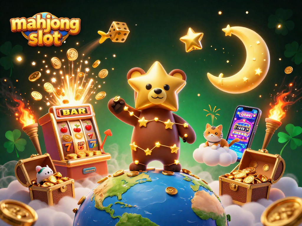 Experience the thrill of mahjong slot in this vibrant 3D scene bursting with action and rich detail.
