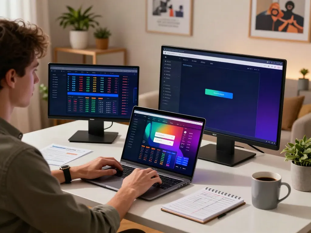 Explore betting sites not on GamStop in a cozy modern home office setup.