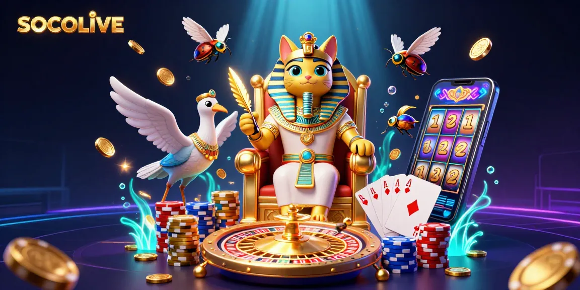 SOCOLIVE brings colorful casino excitement with animated characters in a lively gambling scene, featuring dynamic game elements.